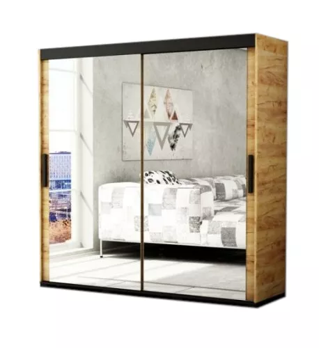 Armoire de chambre 2 portes avec miroir coulissantes BERG180 T3