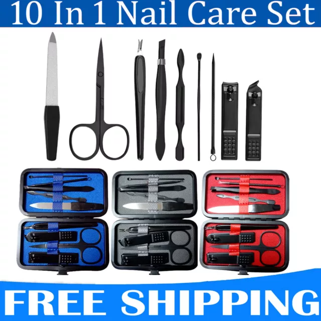 10pcs Nail Clippers Cutter Set Care Manicure Pedicure Cuticle Nippers Tool Kit