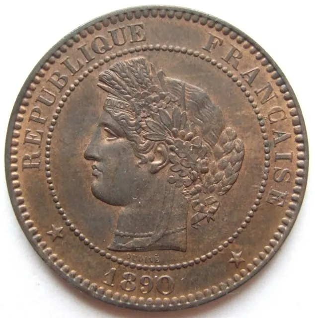 Münze Republique Francaise 10 Centimes 1890 A in fast Stempelglanz