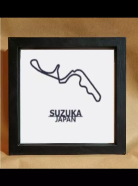 Suzuka F1 Track - Box Framed - 8x8 inch Frame - 3D Print - Japan F1