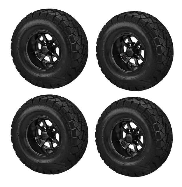 Golf Cart GTW 10"" Storm Trooper Black Wheel 22-10-10 to Tire Set of 4