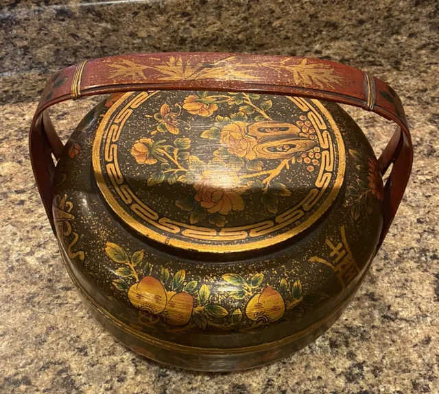 Awesome Antique Chinese Wedding Basket - Beautifully Lacquered - Excellent!!