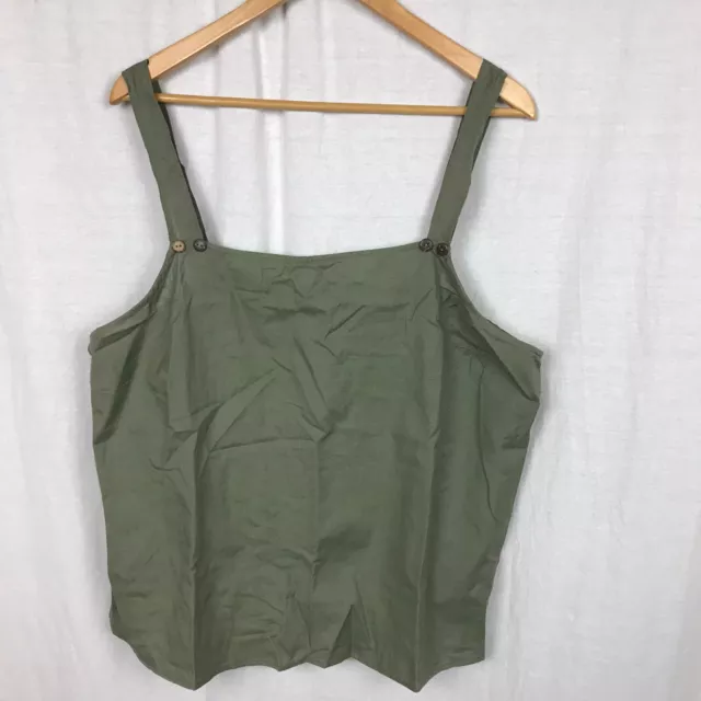 ASOS Women's Spaghetti Strap Tank Top Shirt Cotton/Linen Olive Green Size 14