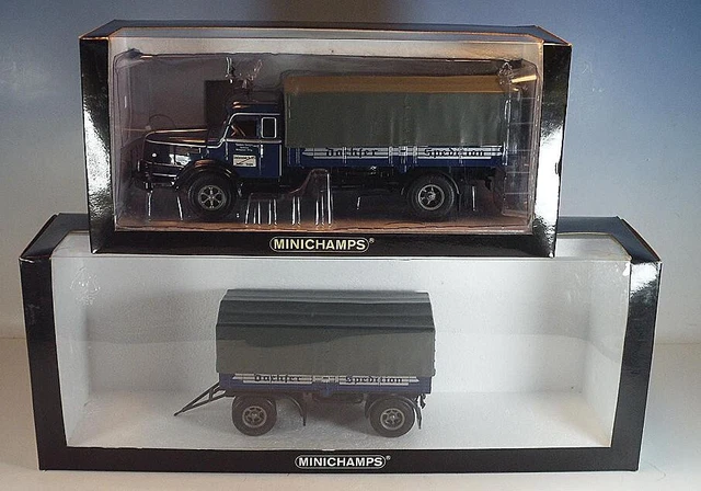 Minichamps Krupp Titan Kofferwagen Bleu - Camion Miniature 1/43, état Impeccable