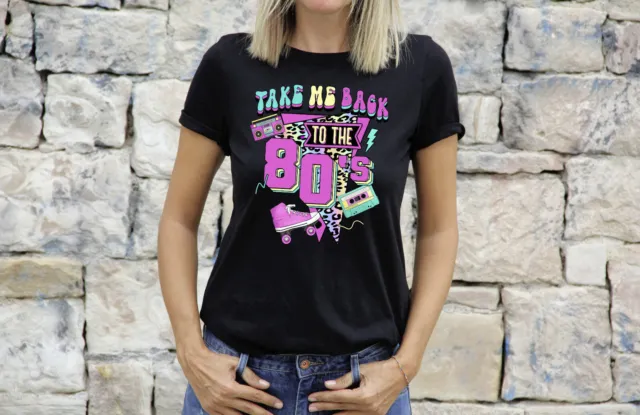 80er Jahre Kostüm T-Shirt für Damen Retro Take Me Back To The 80er Jahre Wochenende