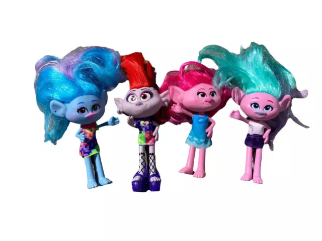 Lot of 4 Trolls World Tour Stylin  10" Doll DreamWorks Hasbro Toy