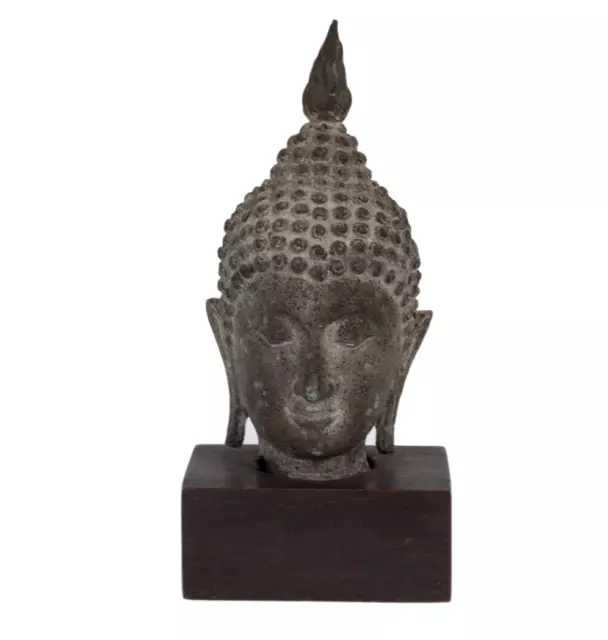 Ein Antique Bronze Head One Buddha. Thailand, Sukhothai. Approx. 14. Century