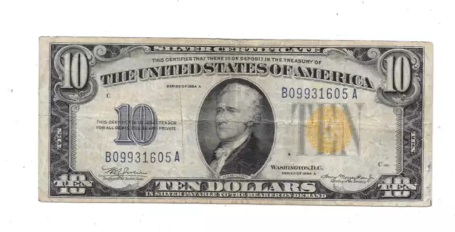 1934-A $10 North Africa Wwii Era Silver Certificate Fr#2309