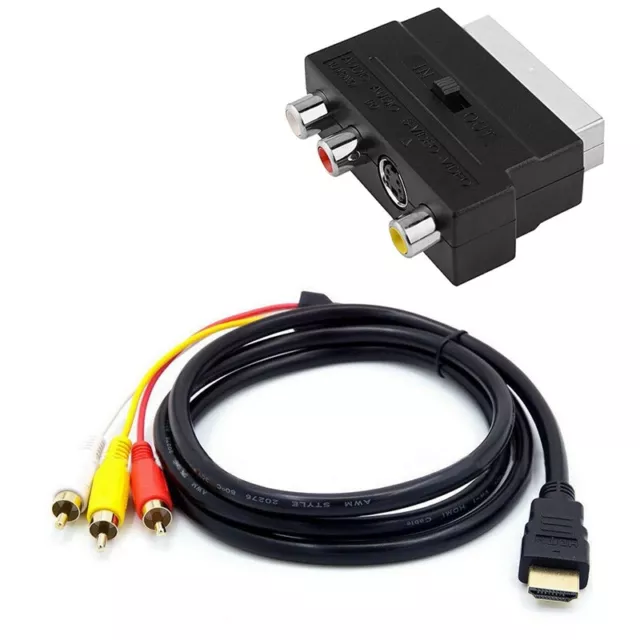 1080P -Compatible Male S-Video To 3 RCA AV Audio Cable W/SCART To 3 RCA5256