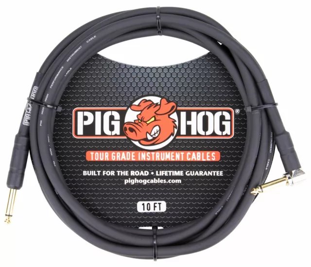 Pig Hog Tour Grade 10ft Instrument Cable 1/4 Inch to 1/4 Inch