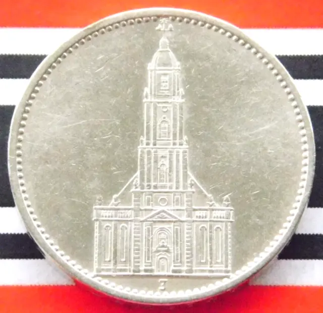 GERMAN Coin 1934 J 5 REICHSMARK POTSDAM Garrison CHURCH Silver 3RD WW2 Mark RARE