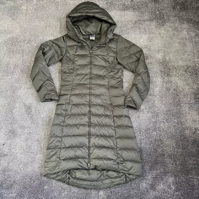 Women's Patagonia Downtown Forge Gray Down Loft Puffer Hooded Parka Jacket Sz S