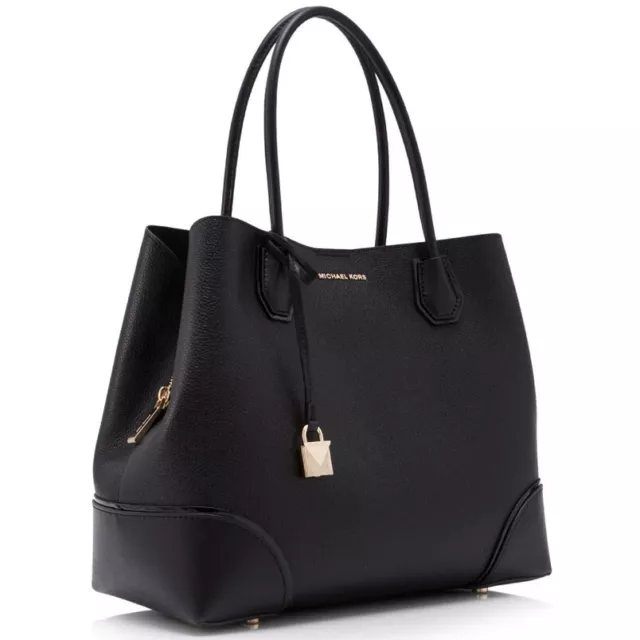 🌞Michael Kors Mercer Gallery Black Pebbled Leather Center Zip Tote Bag🌺Nwt