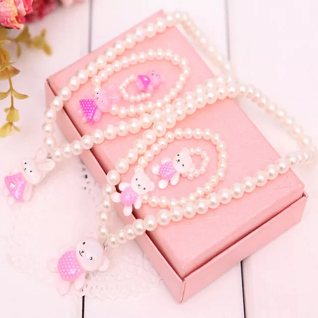 Children Girls Princess Baby Beads Necklace&Bracelet&Ring Set Jewelry Gift O#w#