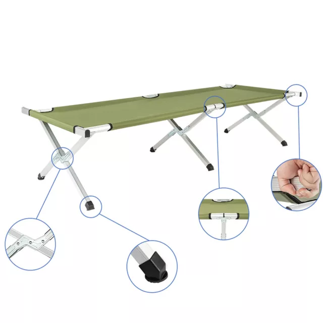 Portable Folding Camping Cot with Carrying Bag Army Green