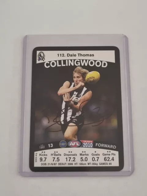 Dale Thomas Premiership signed 2010 Select Card Collingwood Magpies Pies