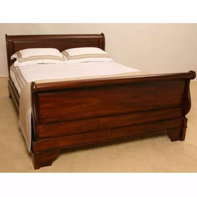 Solid Mahogany Wood King Size Sleigh Bed Antique reproduction Design