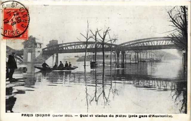 CPA AK PARIS Quai et Viaduc du Metro Austerlitz FLOODS 1910 (605365)