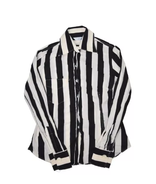 Paul Smith Striped Shirt Womens S Black White Long Sleeve Button Up Italy Made