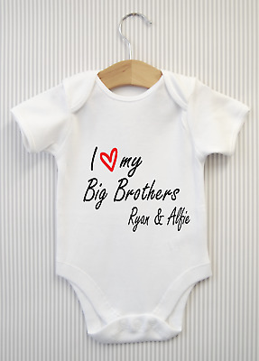 Personalised I love my Big Brothers Baby Grow Bodysuit Babygrow Vest Shower Gift