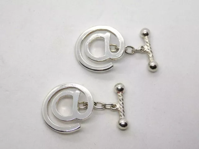 Pair of Solid 925 Silver @ Cufflinks. At Sign. Unusual. Silicon Valley. Tech.