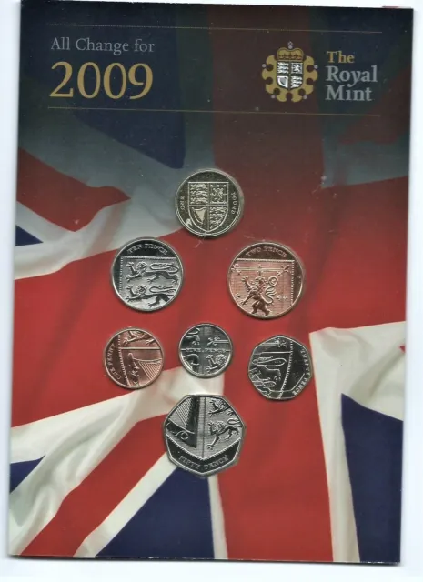 2009 Royal Mint coin set. Brilliant Uncirculated. Original presentation pack.