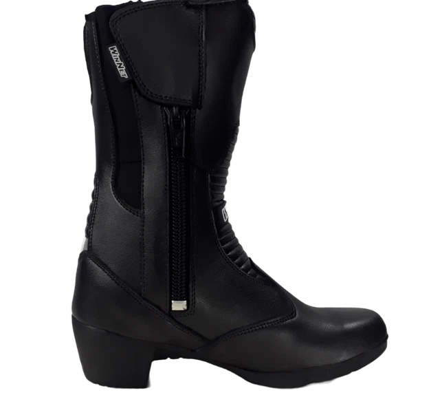 Stivaletti Da Moto Con Protezioni - Uomo E Donna - In Pelle Con Suola Antiscivolo - Foto 4