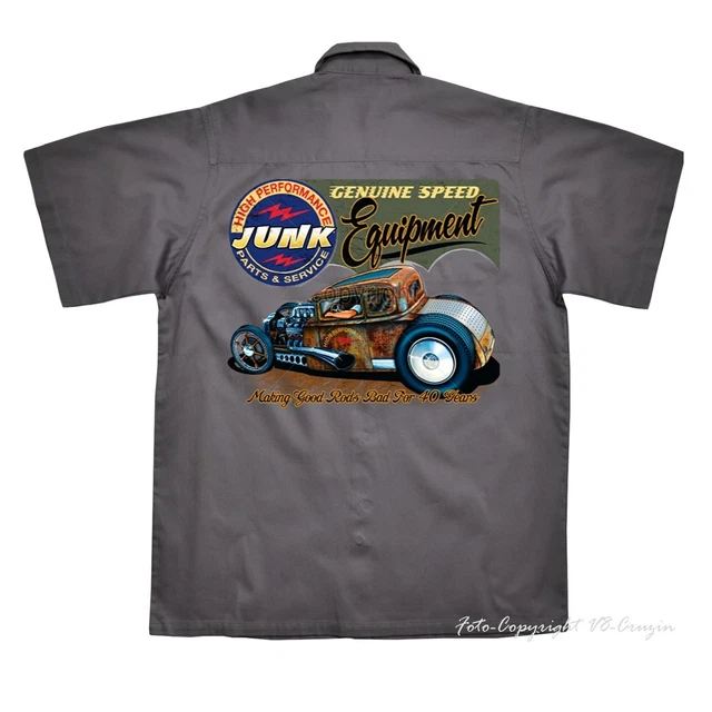Hot Rod Auto Hemd Work Vintage Oldtimer Garage 50s Rockabilly