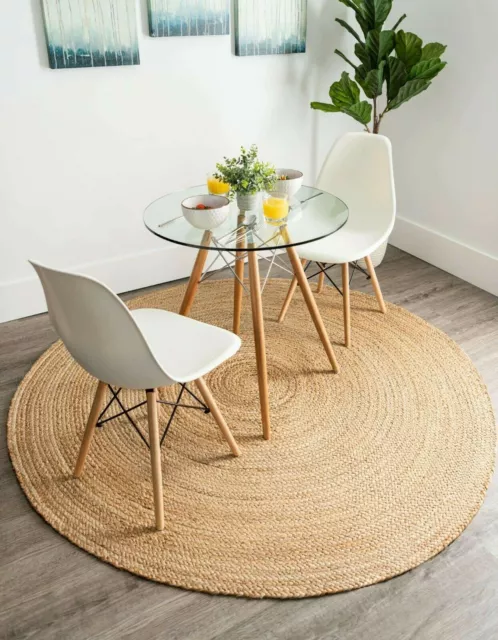 Rug Natural Jute Carpet Round Braided Jute Area Rug Farmhouse Rustic Look Rug