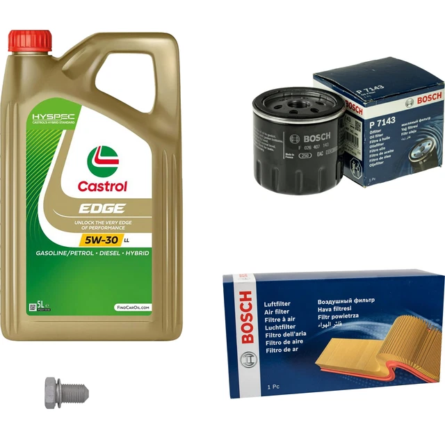 BOSCH INSPECTION SET 5, L castrol edge 5W-30 Ll pour VW Caddy IV Break ...