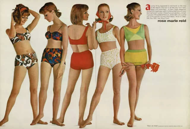 1960s Vintage Rose Marie Reid Bikini Swimwear Womens Fashion Photo Print Ad