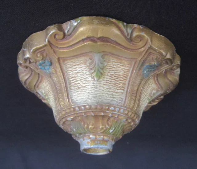 Vintage Art Nouveau Deco Ornate Light Fixture Ceiling Canopy Cast Aluminum
