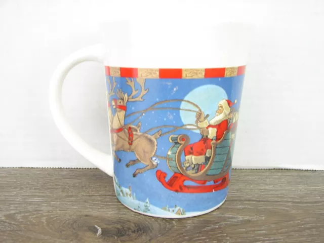 Santa Flying in His Sleigh Royal Norfolk Coffee Mug Cup Ceramic Christmas 16oz.
