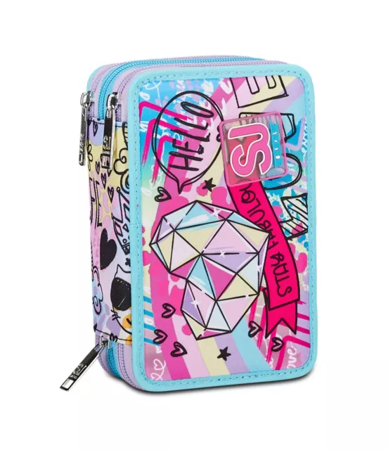 ASTUCCIO SEVEN SJ scuola completo triplo bambina colorjam girl 3 cerniere EUR 32 90 PicClick IT