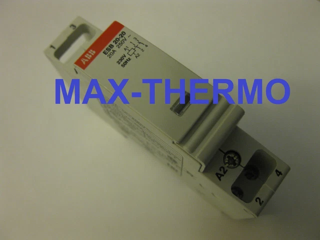 Contacteur D'installation Modèle ESB16-20N-01, 2 Contacts Principaux NO, 24 AC/DC, Jusqu'à 1 Million D'utilisations, Blanc, 6,5 X 1,8 X 8,5 Cm ( Référence : 1SBE111111R0120