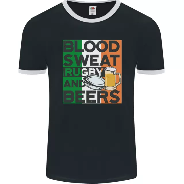 Maglietta Blood Sweat Rugby and Beers Ireland Divertente Uomo FotoL