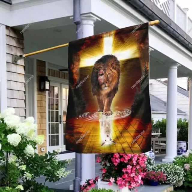 Lamb Of God Cross Lion Of Judah Holy Faith Hope Christians Jesus Christ US Flag