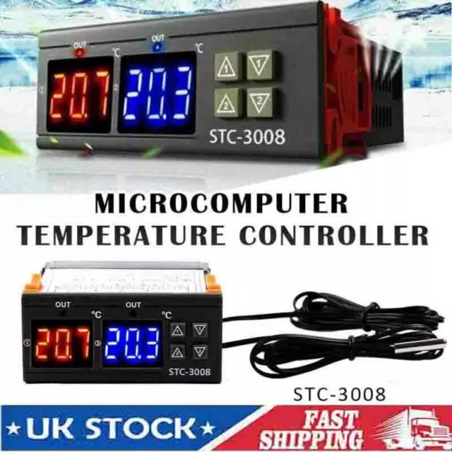 STC-3008 Digital Temperature Controller Thermostat+NTC Sensors 12V/24V 110V-220V