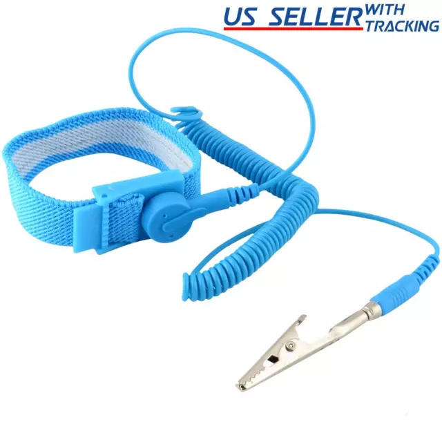 2X Anti-Static Wrist Strap ESD Grounding Discharge Band Clip On Adjustable Cord