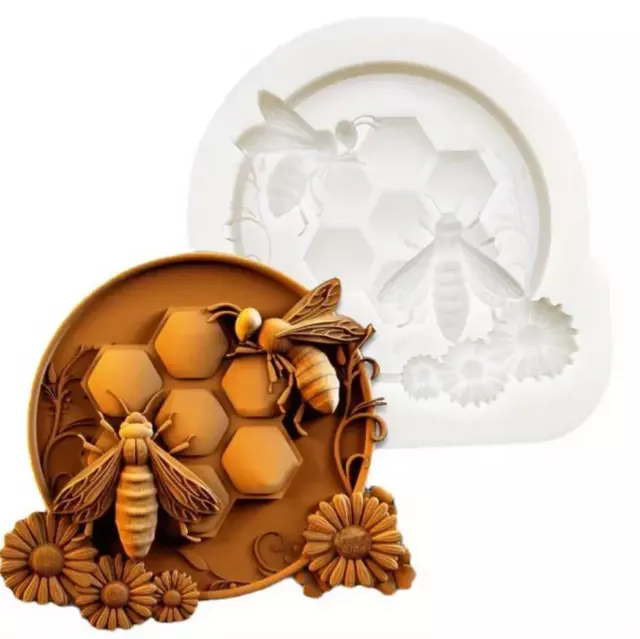 1pc, Honeycomb Bee 3D Silicone Mould / Mold - Fondant Chocolate Cake Decorating