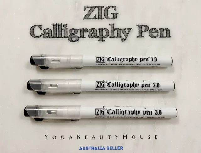 Zig Kuretake Calligraphy Pen 1.0 2.0 3.0 Black Blue Marker brush art fude nib