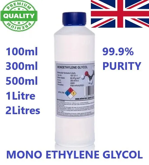 Ethylene Glycol MEG Mono Ethylene 99.9% Pure 100ml - 2Litres FREE P&P