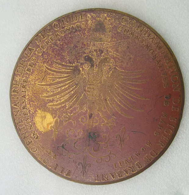 MEDAILLE par GEORGES MATHIEU diamètre 11cm CONDAMNATION DE SIGER DE BRABANT