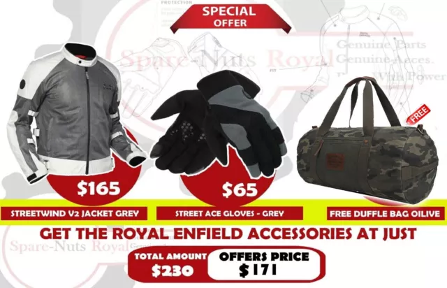 Royal Enfield "VESTE STREETWIND V2 GRIS ET GANTS avec sac de sport gratuit"