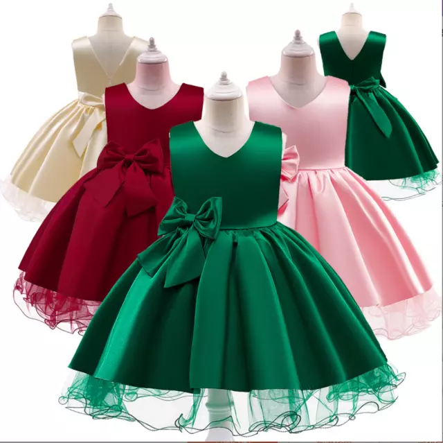Baby Flower Girls Bridesmaid Dress Sequins Bow Party Wedding Birthday Princess