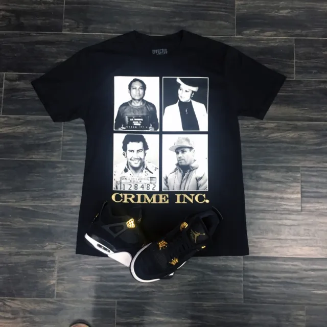 Tee to Match Gold Jordans & Foams Crime INC Tee El Chapo + Pablo Escobar