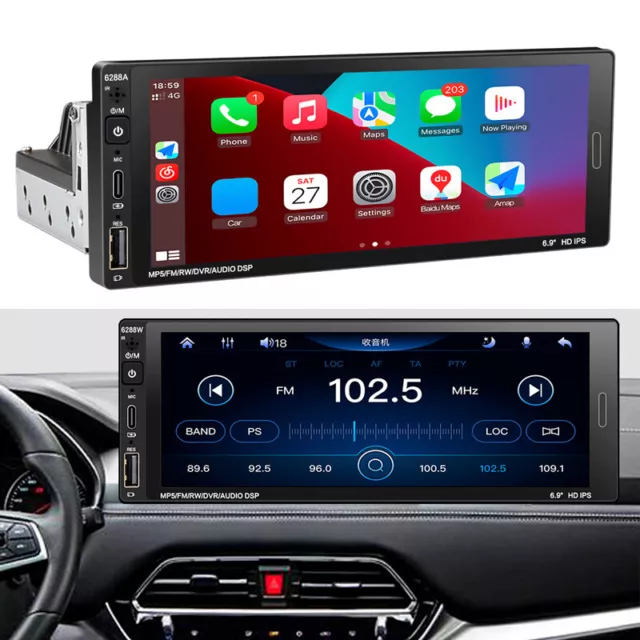 6.9" 1 Din Car Radio Stereo Touch Screen FM GPS Navigation WiFi Android Player