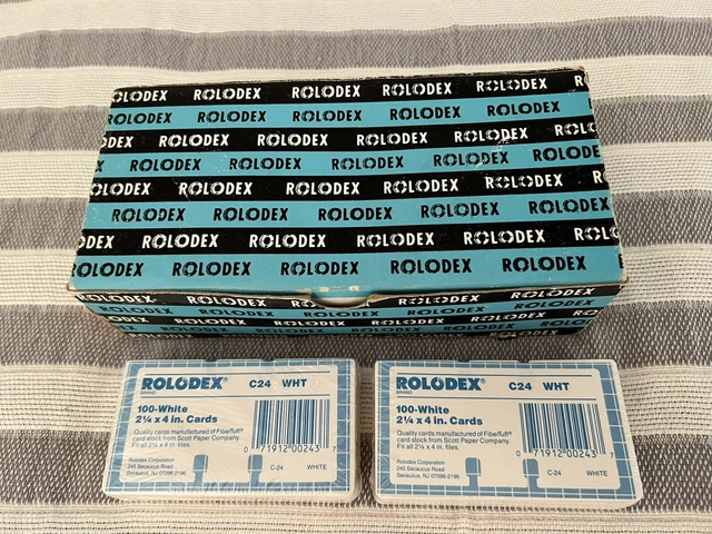 Rolodex C24 WHITE & SALMON 2 1/4" X 4" 10 packs of cards NEW in Box