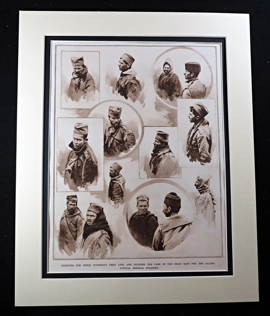 WW1 Print Serbian Soldiers Serbia Troops World War One Army 1915