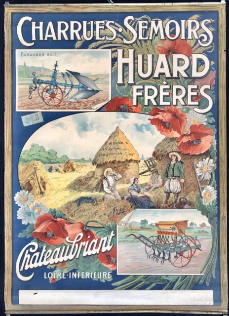 HUARD FRÈRES Charrues et Semoirs à Châteaubriant : Affiche Lithographiée 1900